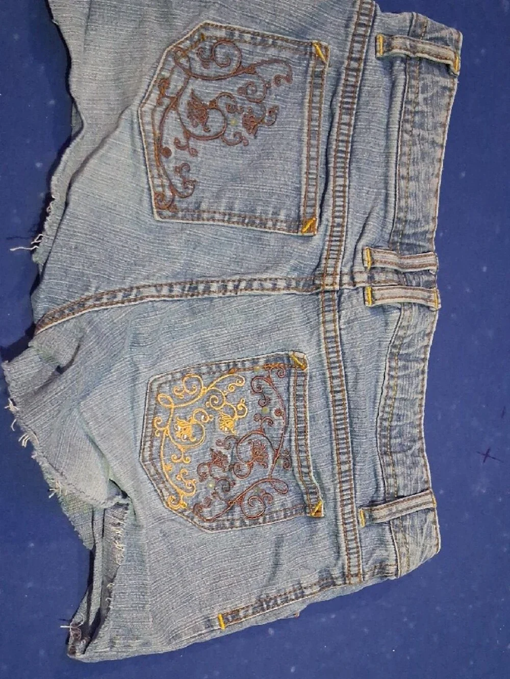 SO Light Blue Denim Girls' Embroidered Frayed Shorts